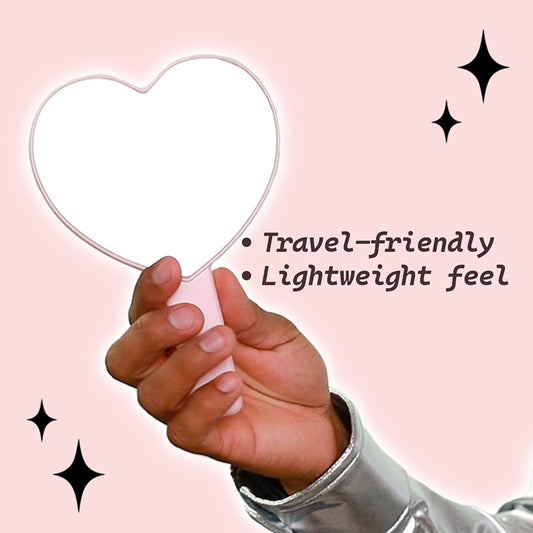 'Tengo Chisme' - Pink Heart Shaped Makeup Hand Mirror Travel Friendly (LIMITED EDITION)
